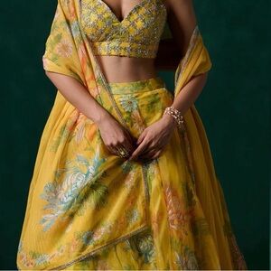 Lashkaraa Custom Yellow Floral Multicolor Lehenga Choli